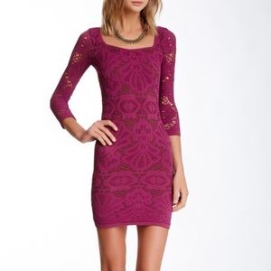 Free People Purple Medallion Lace Bodycon Dress